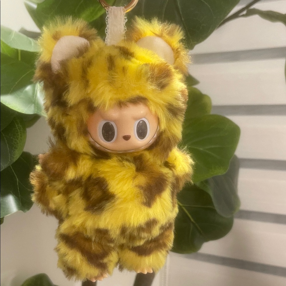CUSTOM made yellow cheetah bear plush keychain